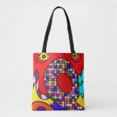 Kleurrijk geabstraheerd tote bag (Voorkant)