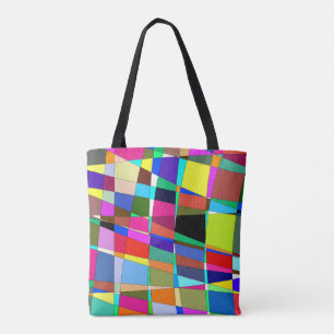 Kleurrijk geabstraheerd tote bag