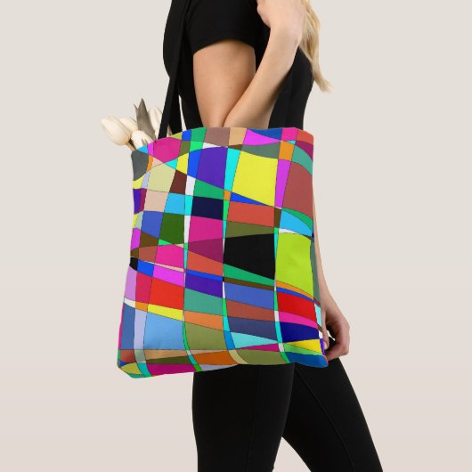 Kleurrijk geabstraheerd tote bag (Dichtbij)