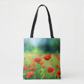 Kleurrijk Gebied met Poppies Canvas tas (Voorkant)