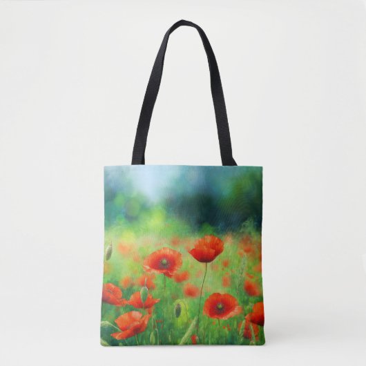 Kleurrijk Gebied met Poppies Canvas tas (Voorkant)