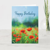 Kleurrijk Gebied met Poppies Verjaardag Kaart (Voorkant)