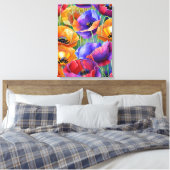 Kleurrijk Gebied van Poppies Art Canvas Print (Insitu (Slaapkamer))