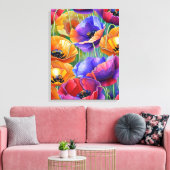 Kleurrijk Gebied van Poppies Art Canvas Print (Insitu (Woonkamer))