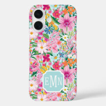 Kleurrijk gebloemd tuin monogram