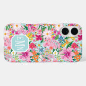 Kleurrijk gebloemd tuin monogram Case-Mate iPhone case (Achterkant (horizontaal))