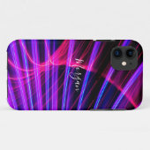 Kleurrijk gebogen licht, DIY naam, wit script Case-Mate iPhone Case (Achterkant (horizontaal))