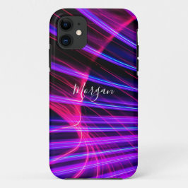 Kleurrijk Gebogen Licht, DIY Naam, Witte Schrift Case-Mate iPhone Case