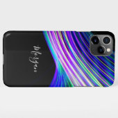 Kleurrijk gebogen licht, naam in wit schrift iPhone hoesje (Achterkant horizontaal)