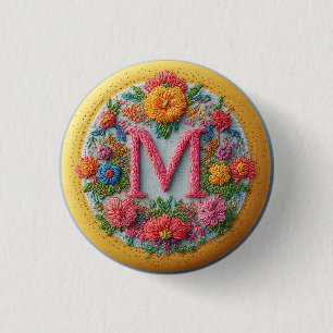 Kleurrijk Geborduurd Alfabetontwerp Ronde Button 3,2 Cm
