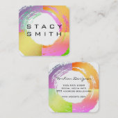 kleurrijk geborsteld vierkante visitekaartje (Voorkant / Achterkant)