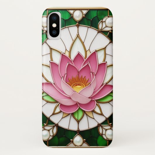 Kleurrijk gebrandschilderd bloemmotief Case-Mate iPhone case (Achterkant)
