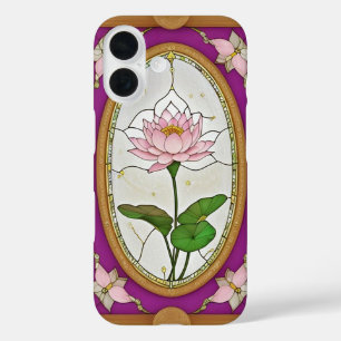 Kleurrijk gebrandschilderd bloemmotief iPhone 16 hoesje