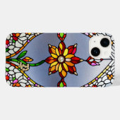 Kleurrijk gebrandschilderd bloemmotief Case-Mate iPhone case (Achterkant (horizontaal))