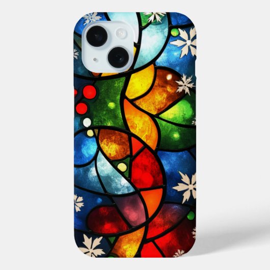 Kleurrijk Gebrandschilderd Glas Abstracte Winter K Case-Mate iPhone Case (Achterkant)