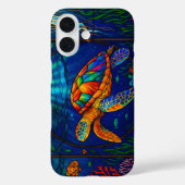 Kleurrijk Gebrandschilderd Glas Zeeschildpad Oceaa Case-Mate iPhone Case (Achterkant)