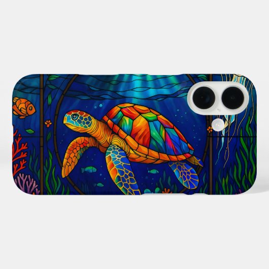 Kleurrijk Gebrandschilderd Glas Zeeschildpad Oceaa Case-Mate iPhone Case (Achterkant (horizontaal))
