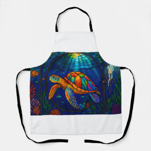 Kleurrijk Gebrandschilderd Glas Zeeschildpad Oceaa Schort