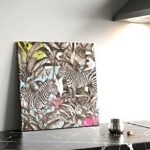 Kleurrijk Gecombineerd Zebra Jungle Patroon Tegeltje