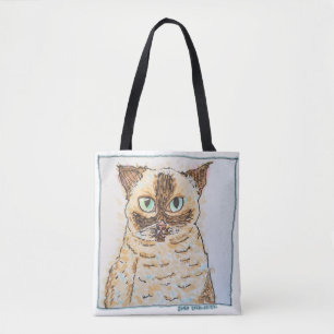 Kleurrijk Gedetailleerd Kattenportret Tote Bag