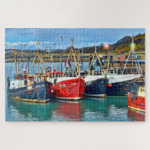 Kleurrijk gedockt strand landschap legpuzzel