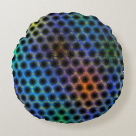 Kleurrijk gedragen met zwarte polka stippen. rond kussen