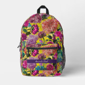 kleurrijk geel Floral monogram Bedrukte Rugzak (Voorkant)