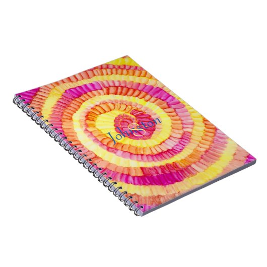 Kleurrijk geel, Oranje, roze Pinwheels Personalise Notitieboek (Rechterzijde)