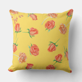 Kleurrijk geel roze rozen decoratieve familie chic kussen