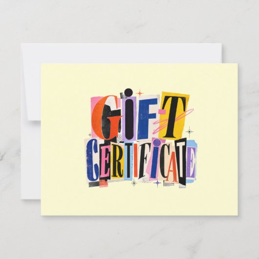 Kleurrijk Geel Zakelijk Cadeaubon (Voorkant)