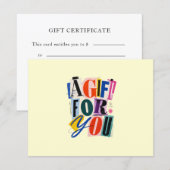 Kleurrijk Geel Zakelijk Cadeaubon (Voorkant / Achterkant)