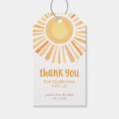 Kleurrijk geel zonneschijn verjaardagsfeestje cadeaulabel (Voorkant)