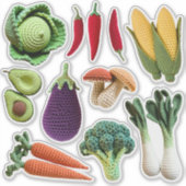 Kleurrijk Gehaakt Groente Paddenstoel Voedsel Amba Sticker (Voorkant)