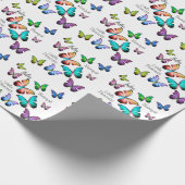 Kleurrijk geheugen van Morpho Blue Rainbow Butterf Cadeaupapier (Hoek)