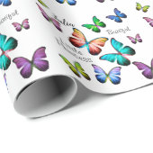 Kleurrijk geheugen van Morpho Blue Rainbow Butterf Cadeaupapier (Rol Hoek)