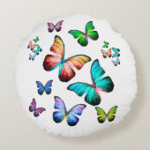 Kleurrijk geheugen van Morpho Blue Rainbow Butterf Rond Kussen (Achterkant)