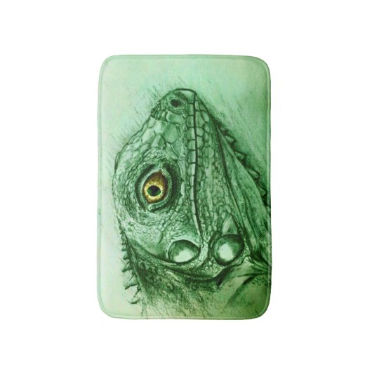 Kleurrijk geïllustreerd badmat - Iguana (Voorkant Verticaal)