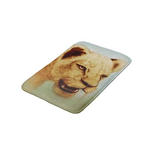 Kleurrijk geïllustreerd badmat - Leeuw (Gekanteld)