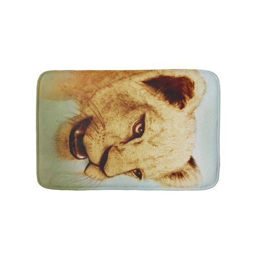 Kleurrijk geïllustreerd badmat - Leeuw (Voorkant)