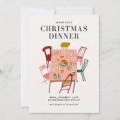 Kleurrijk geïllustreerd kerstdiner kaart (Voorkant)