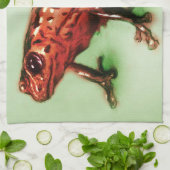 Kleurrijk geïllustreerd keukenhanddoek - Kikker (Gevouwen)