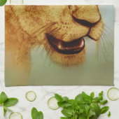 Kleurrijk geïllustreerd keukenhanddoek - Leeuw (Gevouwen)