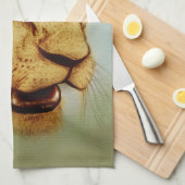 Kleurrijk geïllustreerd keukenhanddoek - Leeuw (Quarter Fold)