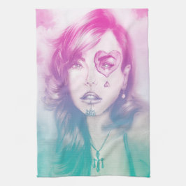 Kleurrijk geïllustreerd keukenhanddoek - Regenboog