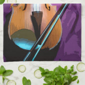 Kleurrijk geïllustreerd keukenhanddoek - Viola (Gevouwen)