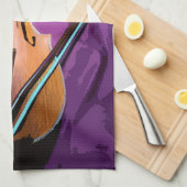 Kleurrijk geïllustreerd keukenhanddoek - Viola (Quarter Fold)