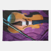 Kleurrijk geïllustreerd keukenhanddoek - Viola (Horizontaal)