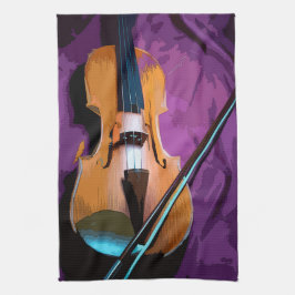 Kleurrijk geïllustreerd keukenhanddoek - Viola