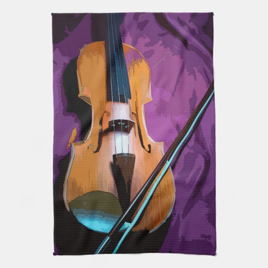 Kleurrijk geïllustreerd keukenhanddoek - Viola (Verticaal)