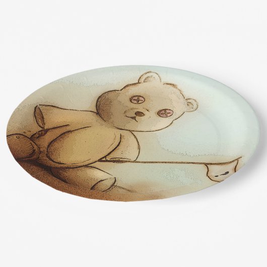 Kleurrijk geïllustreerd papieren bord - Teddy (Gekanteld)